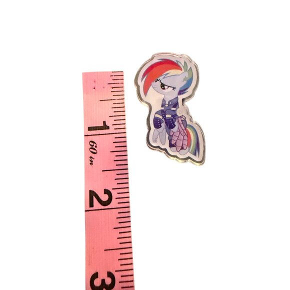 Rainbow Dash Pin With Armor Design - 2 Inches - Multicolor Collectible Accessory - Picture 4 of 4
